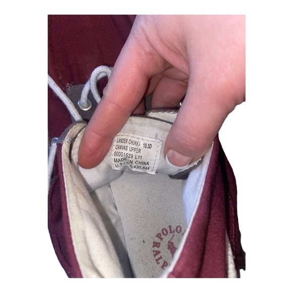 𝅺POLO Ralph Lauren Lander Chukka Canvas High Top Sneakers Shoes Burgundy & Gray - Picture 10 of 10